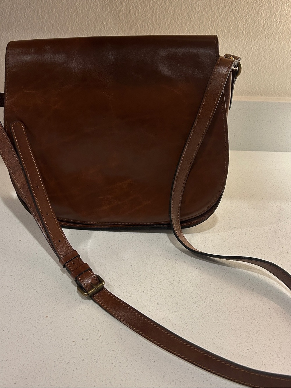Patricia Nash Chestnut Brown Leather Crossbody Bag